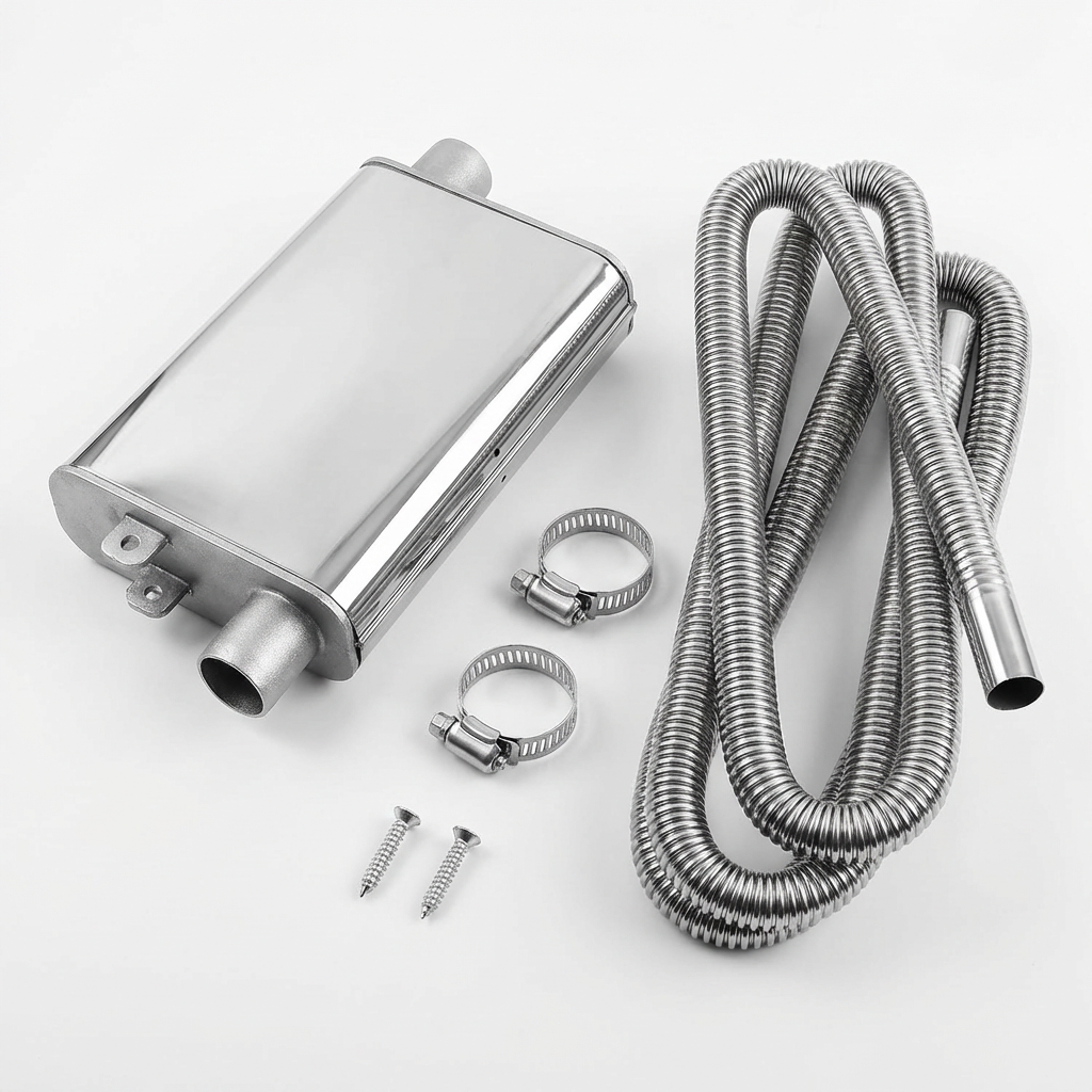 MaxEarn Abgasschlauch mit Schalldämpfer – 120 cm für Generatoren (Edelstahl)